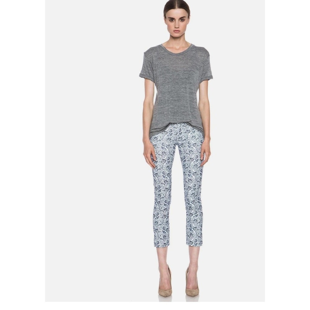Isabel Marant Etoile Women Size 44 US 10 Blue‎ White Floral Print Cropped Pants